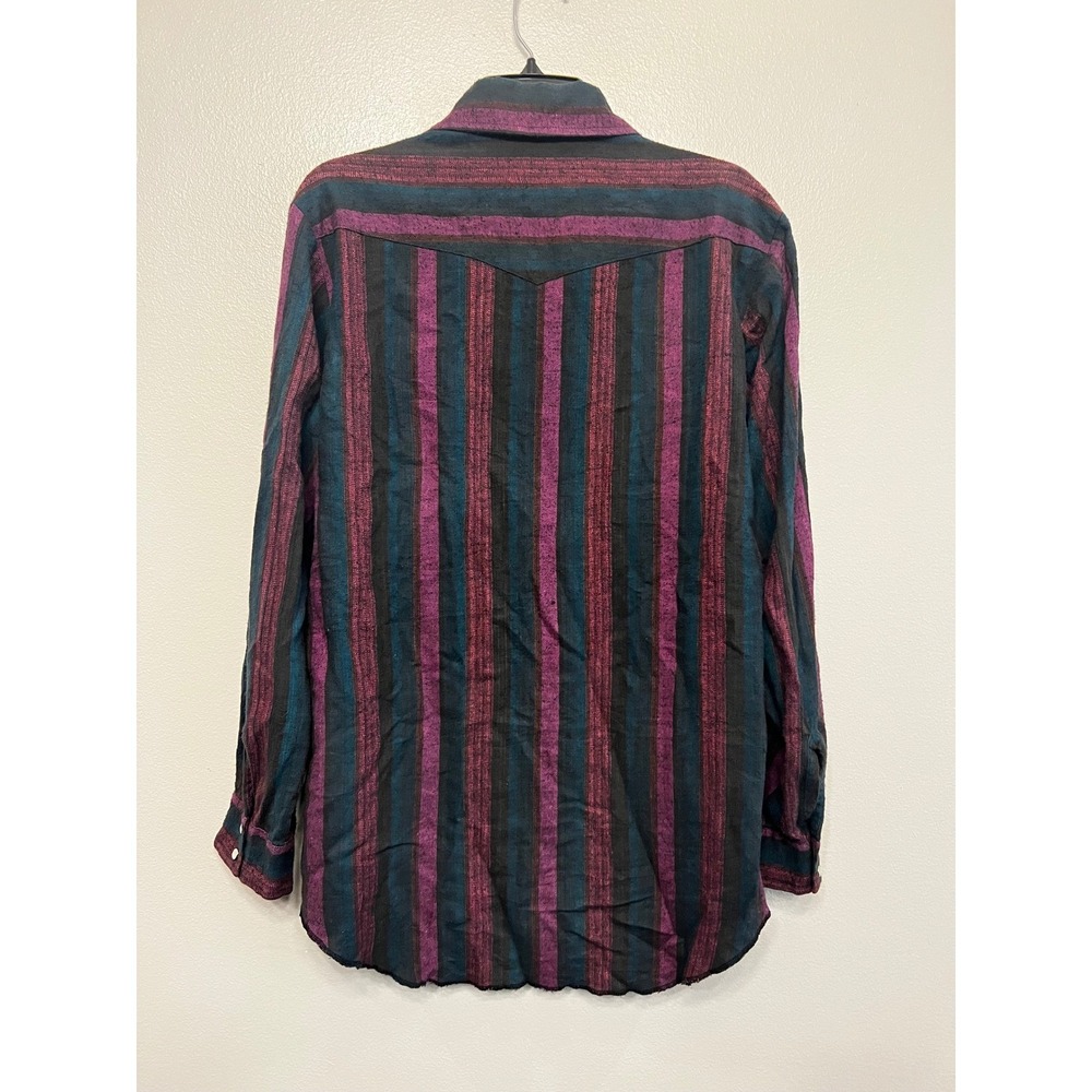 Wrangler Western Snap Shirt Womens Medium Purple Teal Striped Cotton 75093WM - Picture 5 of 8